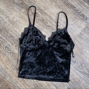 Black lace crop top size small